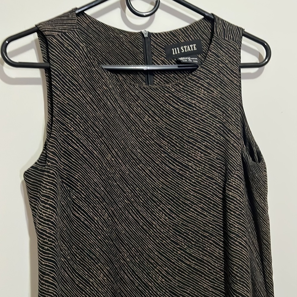 111 state striped printed 100% silk maxi dress - black/gold - size S - Picture 6 of 9